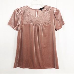 NEW Gibson Crushed Velvet Short Sleeve Top, Size XS